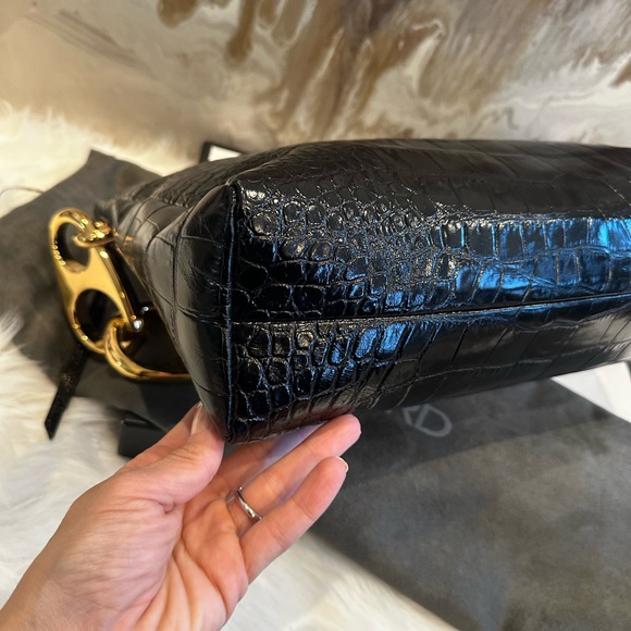 IN STORES  $5200 Tom Ford Black Croc Embossed Leather Carine Large Hobo Bag - Picture 15 of 16